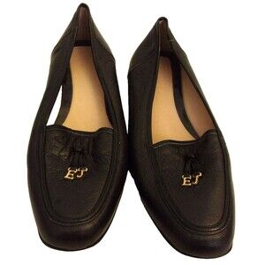 Eric Javits Black Loafers Size 9.5 EJ Charm Rubber Sole Italy Flats